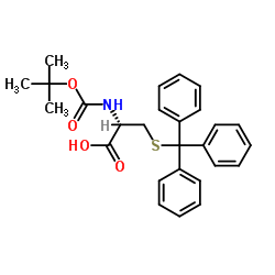 N-叔丁氧羰基-S-三苯甲基-D-半胱氨酸结构式
