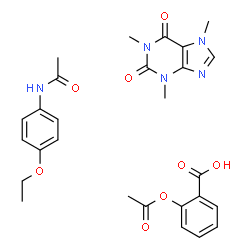 2-acetyloxybenzoic acid: N-(4-ethoxyphenyl)acetamide: 1,3,7-trimethylp urine-2,6-dione Structure