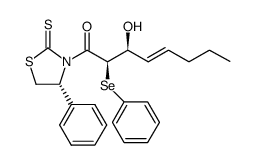 (2R,3S,4E)-3-hydroxy-2-phenylselanyl-1-[(4R)-4-phenyl-2-thioxothiazolidin-3-yl]oct-4-en-1-one结构式