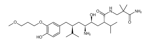 Benzeneoctanamide, δ-amino-N-(3-amino-2,2-dimethyl-3-oxopropyl)-γ,4-dihydroxy-3-(3-methoxypropoxy)-α,ζ-bis(1-methylethyl)-, (αS,γS,δS,ζS)结构式