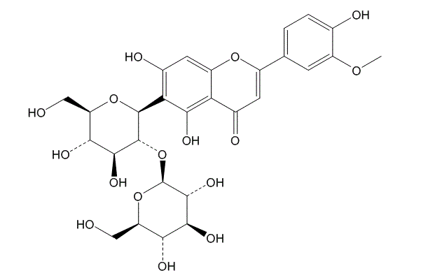 异金雀花素-2''-Beta-D-吡喃葡萄糖苷结构式