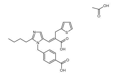 (E)-α-[[2-butyl-1-[(4-carboxyphenyl)methyl]-1H-imidazol-5-yl]methylene]-2-thiophene propanoic acid acetate结构式