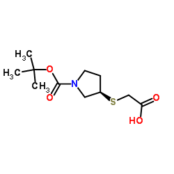 {[(3R)-1-{[(2-Methyl-2-propanyl)oxy]carbonyl}-3-pyrrolidinyl]sulfanyl}acetic acid Structure