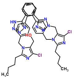 [2-butyl-1-[2'-[2-[[2-butyl-4-chloro-1-[[2'-(1H-tetrazol-5-yl) biphenyl-4-yl]methyl]-1H-imidazol-5-yl]methyl]-2H-tetrazol-5-yl]biphenyl-4-yl]methyl-4-chloro-1H-imidazol-5-yl]methanol picture