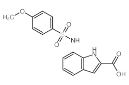 7-{[(4-甲氧基苯基)磺酰基]氨基}-1H-吲哚-2-羧酸结构式