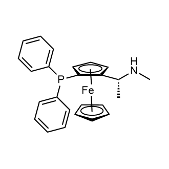 (R)-N-甲基-1-[(R)-2-(二苯基膦基)二茂铁基]乙胺结构式