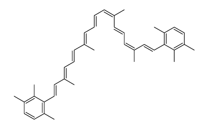 1,2,4-trimethyl-3-[(1E,3E,5E,7E,9E,11E,13E,15E,17E)-3,7,12,16-tetramethyl-18-(2,3,6-trimethylphenyl)octadeca-1,3,5,7,9,11,13,15,17-nonaenyl]benzene Structure