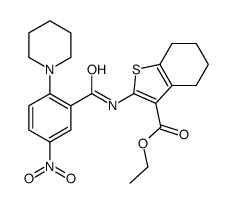 ethyl 2-[(5-nitro-2-piperidin-1-ylbenzoyl)amino]-4,5,6,7-tetrahydro-1-benzothiophene-3-carboxylate结构式