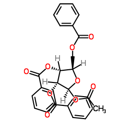1-乙酰氧基-2,3,5-三苯甲酰氧基-1-β-D-呋喃核糖结构式