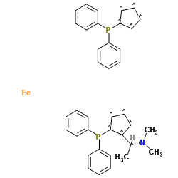 (R)-N,N-二甲基-1-[(S)-1',2-双(二苯基膦基)二茂铁基]乙胺结构式