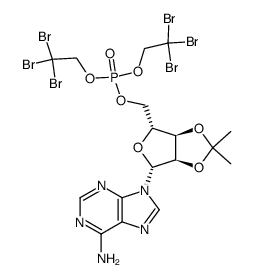((3aR,4R,6R,6aR)-6-(6-amino-9H-purin-9-yl)-2,2-dimethyltetrahydrofuro[3,4-d][1,3]dioxol-4-yl)methyl bis(2,2,2-tribromoethyl) phosphate structure