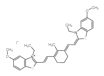 3-ethyl-2-[2-[3-[2-(3-ethyl-5-methoxy-1,3-benzothiazol-3-ium-2-yl)ethenyl]-2-methylcyclohex-2-en-1-ylidene]ethylidene]-5-methoxy-1,3-benzothiazole,iodide Structure