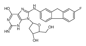 2-amino-8-[(7-fluoro-9H-fluoren-2-yl)amino]-9-[(2R,4S,5R)-4-hydroxy-5-(hydroxymethyl)oxolan-2-yl]-3H-purin-6-one Structure