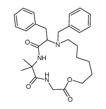 9,10-dibenzyl-6,6-dimethyl-1-oxa-4,7,10-triazacyclohexadecane-2,5,8-trione Structure