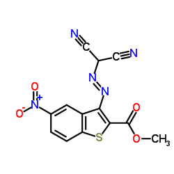 Methyl 3-[(E)-(dicyanomethyl)diazenyl]-5-nitro-1-benzothiophene-2-carboxylate Structure