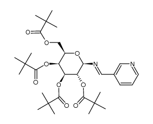 (2R,3S,4S,5R,6R)-2-((pivaloyloxy)methyl)-6-((E)-(pyridin-3-ylmethylene)amino)tetrahydro-2H-pyran-3,4,5-triyl tris(2,2-dimethylpropanoate) Structure