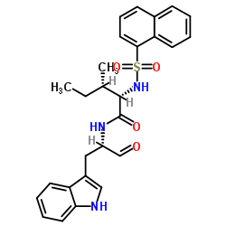 (2S,3S)-N-[(1S)-1-甲酰基-2-(1H-吲哚-3-基)乙基]-3-甲基-2-[(1-萘基磺酰基)氨基]戊酰胺结构式