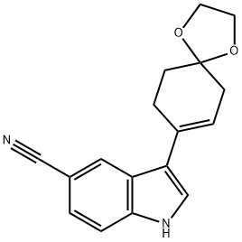 3-(1,4-Dioxaspiro[4.5]dec-7-en-8-yl)-1H-indole-5-carbonitrile结构式