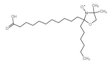 2-(10-羧癸基)-2-己基-4,4-二甲基-3-噁唑烷基氧基,自由基结构式
