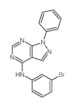 N-(3-bromophenyl)-9-phenyl-2,4,8,9-tetrazabicyclo[4.3.0]nona-1,3,5,7-tetraen-5-amine结构式
