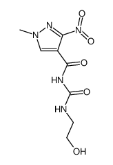 1-methyl-3-nitro-1H-pyrazole-4-carboxylic acid (2-hydroxy-ethylcarbamoyl)-amide结构式
