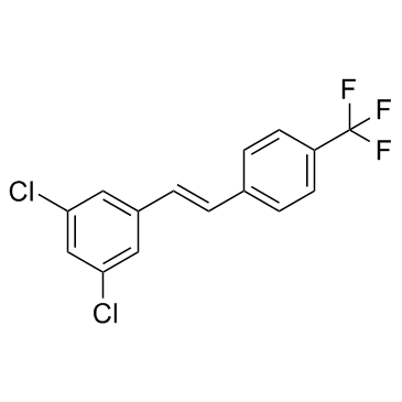 1,3-二氯-5-{(E)-2-[4-(三氟甲基)苯基]乙烯基}苯结构式