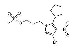 3-(3-bromo-4-nitro-5-(pyrrolidin-1-yl)-1H-pyrazol-1-yl)propyl methanesulphonate结构式