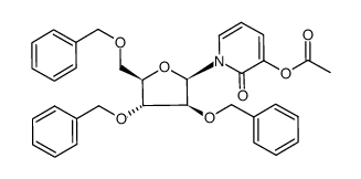 1-(2,3,5-tri-O-benzyl-β-D-arabinofuranosyl)-3-acetoxy-2-pyridone结构式