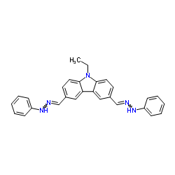 9-Ethyl-3,6-bis[(E)-(phenylhydrazono)methyl]-9H-carbazole结构式