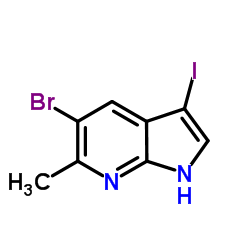 5-溴-3-碘-6-甲基-1H-吡咯并[2,3-b]吡啶结构式