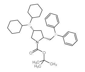(2R,4R)-2-(二苯基膦基甲基)-4-(二环己基膦基)-N-(叔丁氧基羰基)吡咯烷结构式