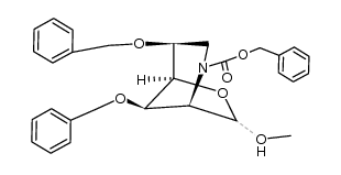methyl 3,5-di-O-benzyl-N-benzyloxycarbonyl-2,6-dideoxy-2,6-imino-D-mannofuranoside结构式
