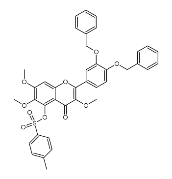 2-(3,4-bis(benzyloxy)phenyl)-3,6,7-trimethoxy-4-oxo-4H-chromen-5-yl 4-methylbenzenesulfonate结构式