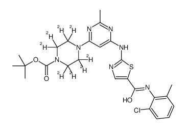 N-Boc-N-deshydroxyethyl Dasatinib-d8结构式