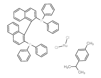 氯代[(S)-(-)-2,2-二(二苯基膦)-1,1-联萘](P-伞花素)氯化钌(II)结构式