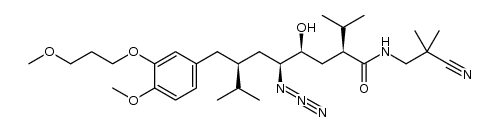 (2S,4S,5S,7S)-5-azido-N-(2-cyano-2-methylpropyl)-4-hydroxy-2-isopropyl-7-(4-methoxy-3-(3-methoxypropoxy)benzyl)-8-methylnonanamide Structure