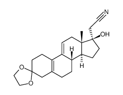 (17α)-3,3-[1,2-Ethanediylbis(oxy)]-17-hydroxy-19-norpregna-5(10),9(11)-diene-21-nitrile结构式