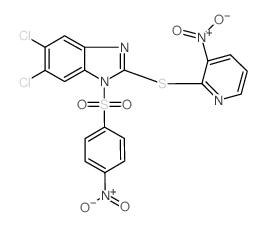 1H-Benzimidazole, 5,6-dichloro-1-[(4-nitrophenyl)sulfonyl]-2-[(3-nitro-2-pyridinyl)thio]- (en) Structure