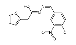 N-[(E)-(4-chloro-3-nitrophenyl)methylideneamino]-2-thiophen-2-ylacetamide Structure