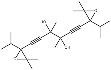 1,6-Bis(3,3-dimethyl-2-isopropyloxiranyl)-3,4-dimethyl-1,5-hexadiyne-3,4-diol结构式