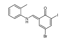 4-bromo-2-iodo-6-[(2-methylanilino)methylidene]cyclohexa-2,4-dien-1-one结构式