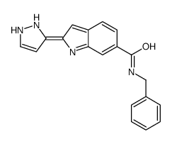 N-benzyl-2-(1,2-dihydropyrazol-3-ylidene)indole-6-carboxamide结构式