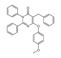 5-benzyl-6-(4-methoxyphenoxy)-2,3-diphenylpyrimidin-4(3H)-one Structure