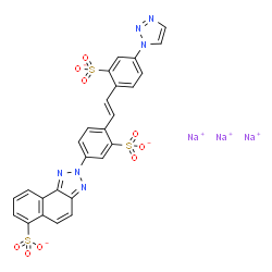 trisodium 2-[3-sulphonato-4-[2-[2-sulphonato-4-(1H-1,2,3-triazol-1-yl)phenyl]vinyl]phenyl]-2H-naphtho[1,2-d]triazole-6-sulphonate Structure