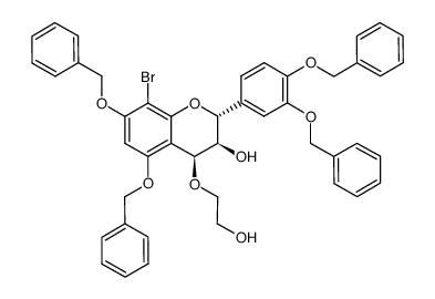 3’,4’,5,7-tetra-O-benzyl-4β-(2-hydroxyethyloxy)-8-bromocatechin Structure