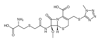 5-Thia-1-azabicyclo[4.2.0]oct-2-ene-2-carboxylic acid, 7-[[2-[[(2S)-2-amino-2-carboxyethyl]thio]acetyl]amino]-7-methoxy-3-[[(1-methyl-1H-tetrazol-5-yl)thio]methyl]-8-oxo-, (6R,7S)- Structure