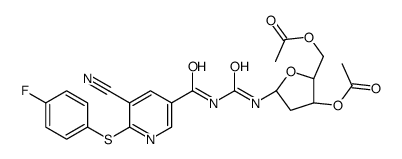 [(2R,5R)-3-acetyloxy-5-[[5-cyano-6-(4-fluorophenyl)sulfanylpyridine-3-carbonyl]carbamoylamino]oxolan-2-yl]methyl acetate Structure