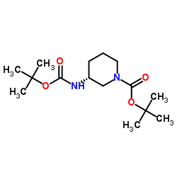 (R)-3-((叔丁氧羰基氨基)哌啶-1-甲酸叔丁酯结构式