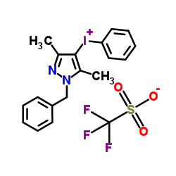 (1-benzyl-3,5-dimethyl-pyrazol-4-yl)-phenyl-iodonium;trifluoromethanesulfonate Structure