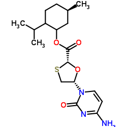 5-(4-氨基-2-氧代-2H-嘧啶-1-基)-[1,3]1,3-氧硫杂环戊-2-甲酸孟酯结构式